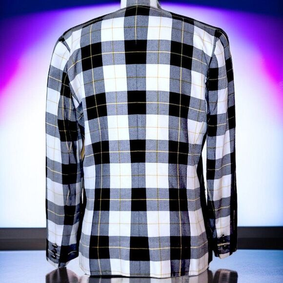 Kasper Plaid Blazer Jacket – Black, White & Yellow Check - Picture 4 of 9